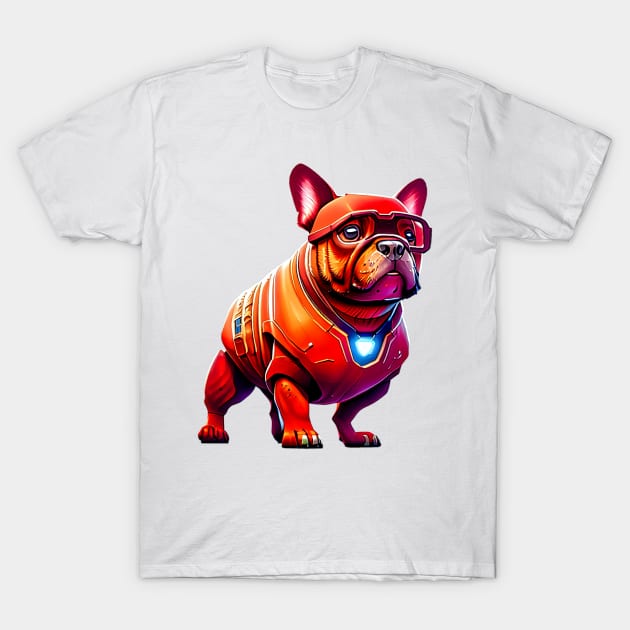 Frenchie in Futuristic Canine Armor T-Shirt by fur-niche